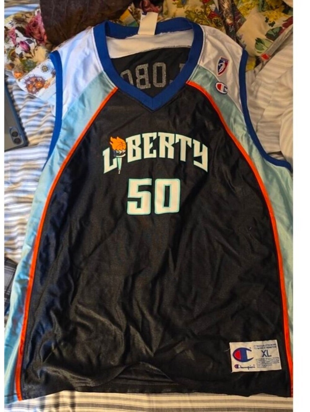 Vintage Champion WNBA New York Liberty Rebecca Lobo Jersey #50 XL Black